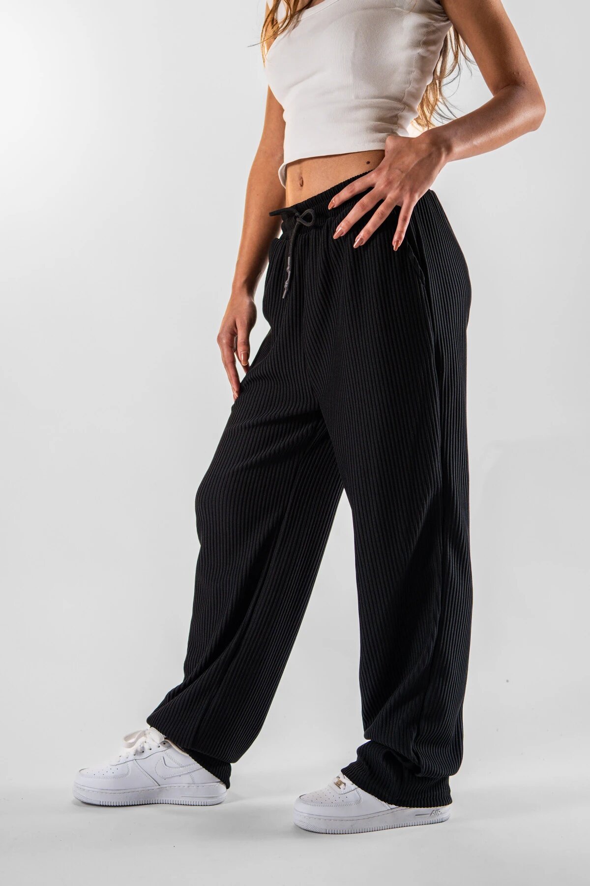 Siyah Fitilli Baggy Pantolon - Mexico Superblue