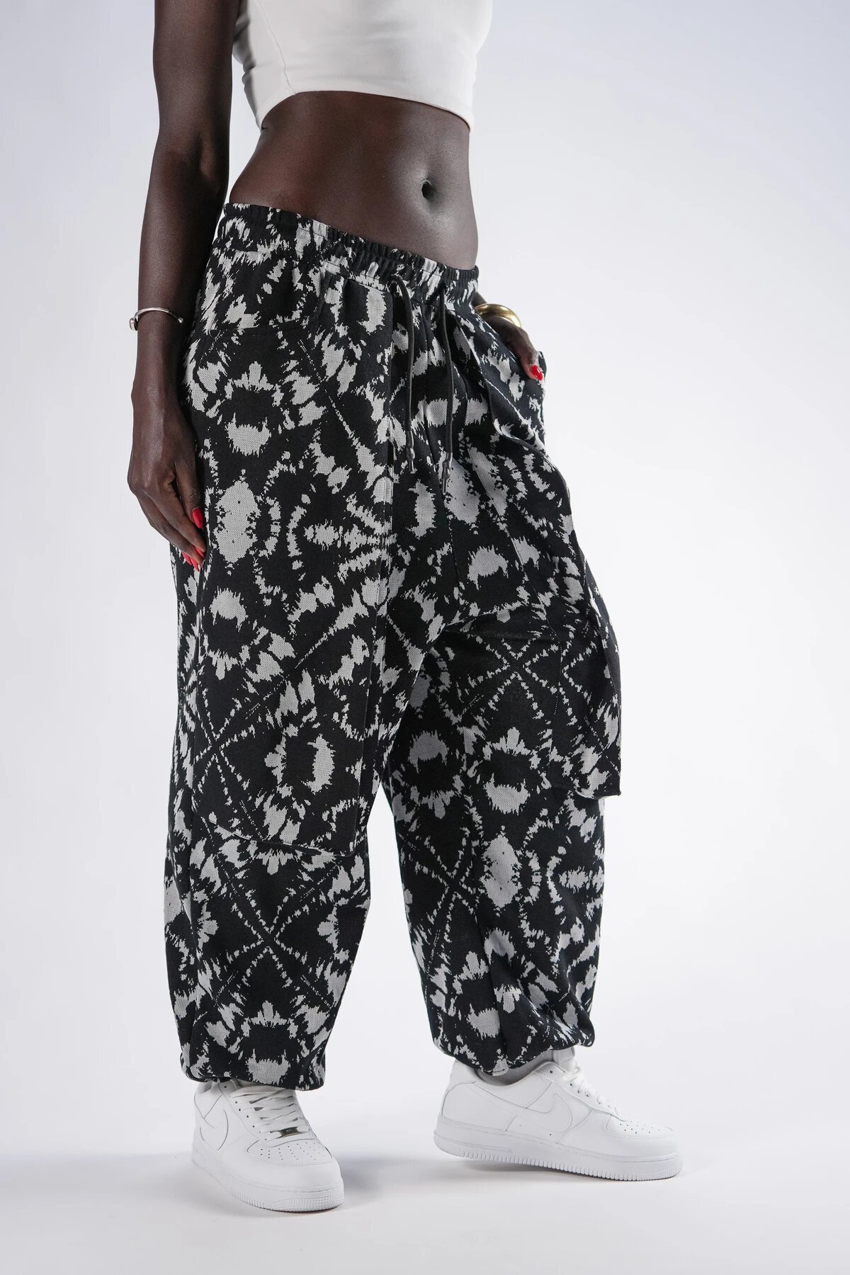 Shalwar Jacquard Patterned Deep Pocket Pants - Black - Mexico Superblue
