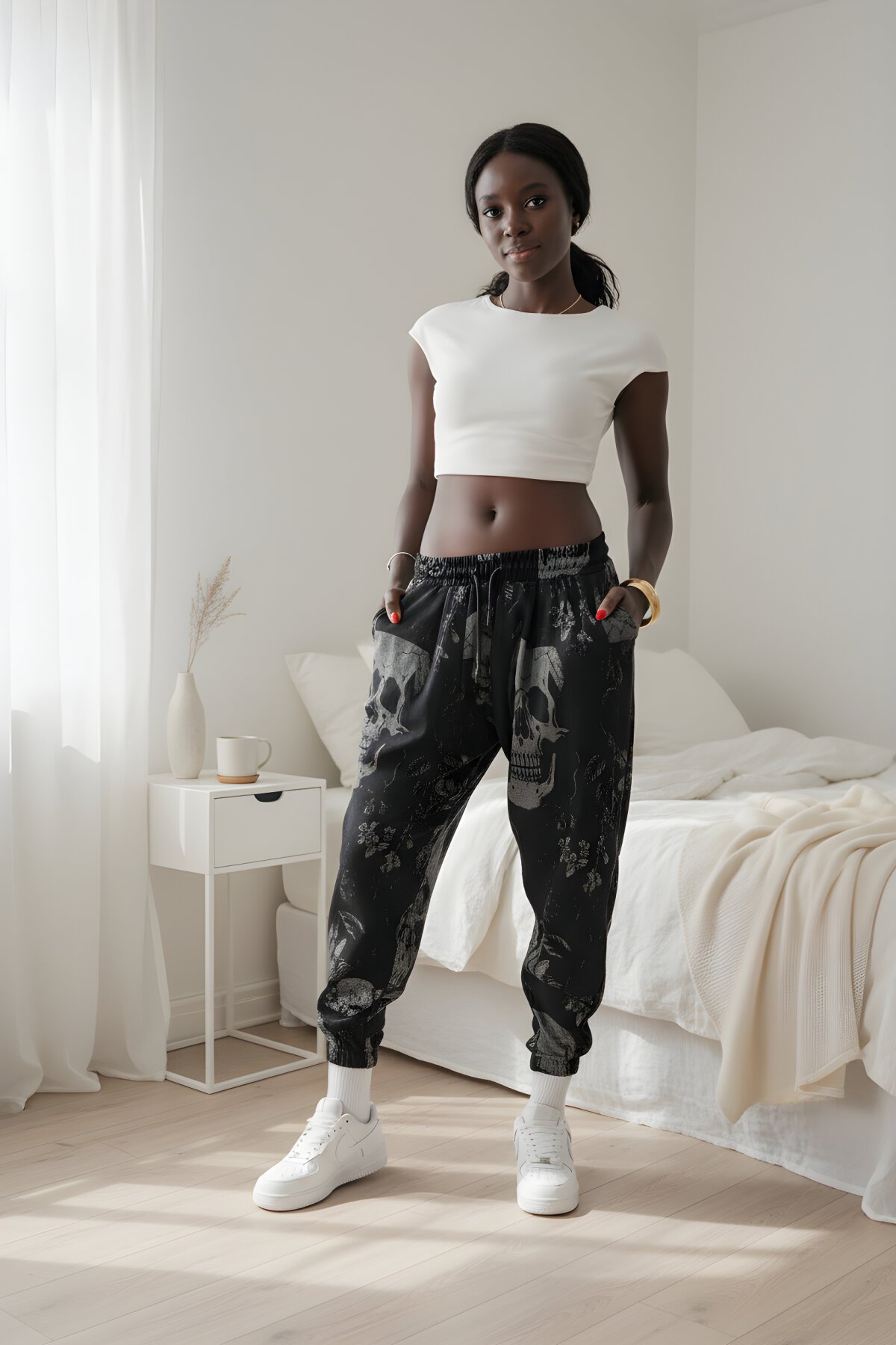 بنطلون شروال أسود بنقشة جاكار بحاشية مطاطية - Mexico Superblue