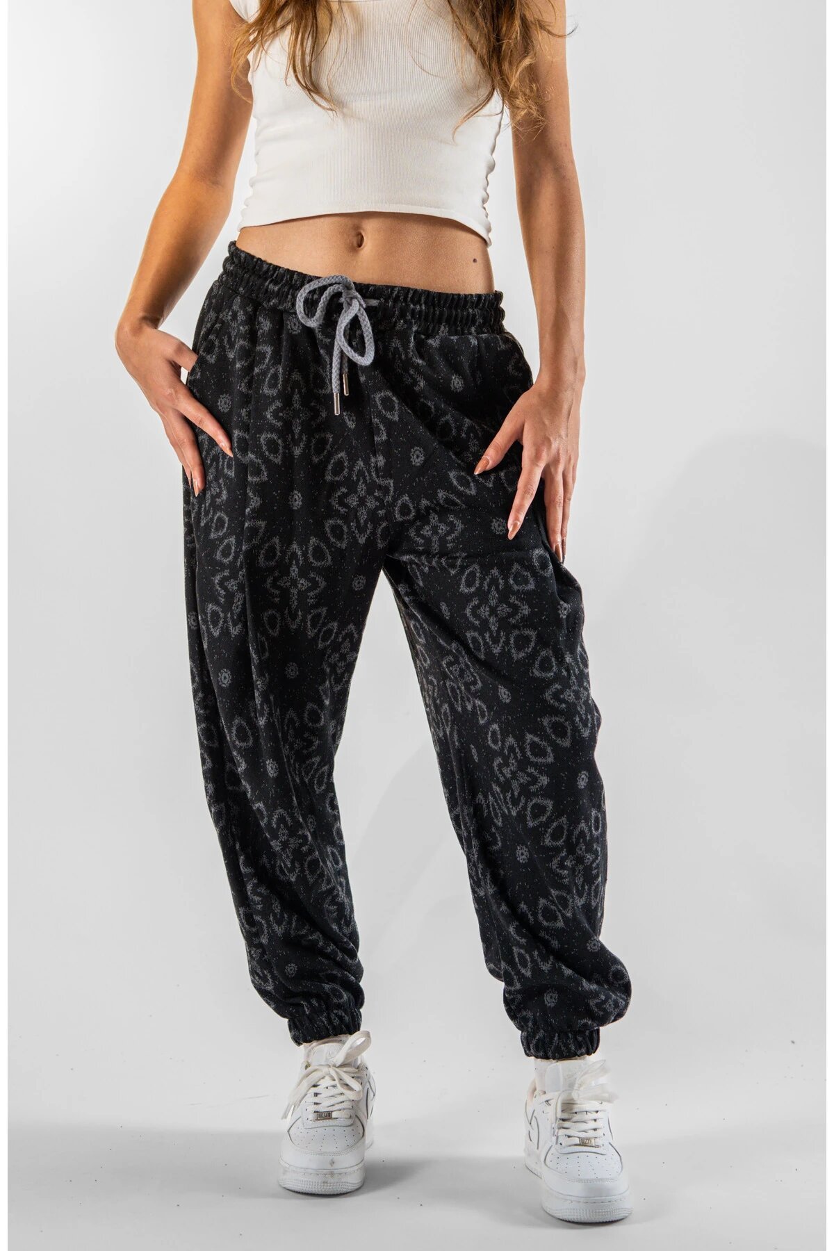 Jogger Jacquard Front and Back Single Pleated Pants - Black - Mexico Superblue