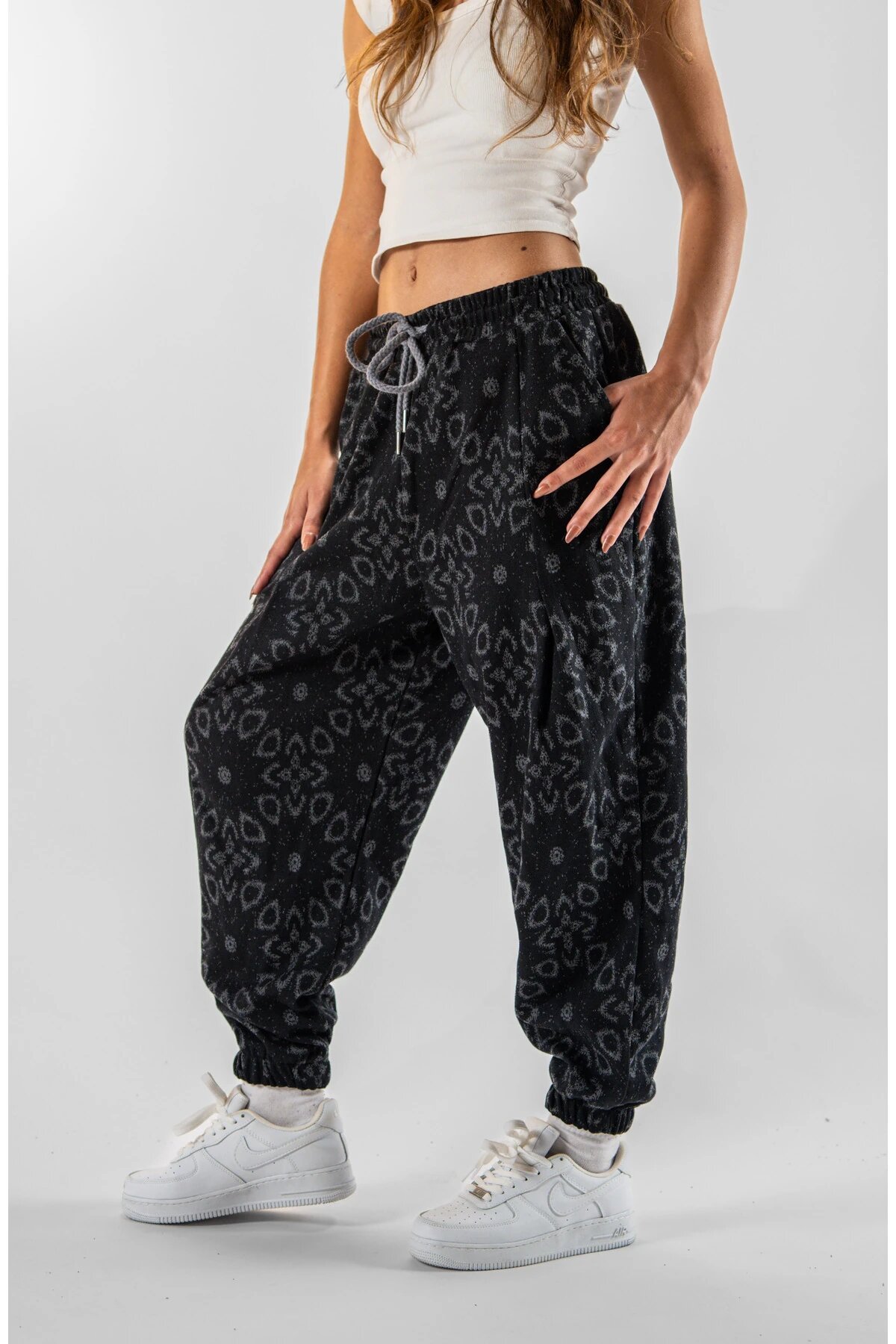Jogger Jacquard Front and Back Single Pleated Pants - Black - Mexico Superblue