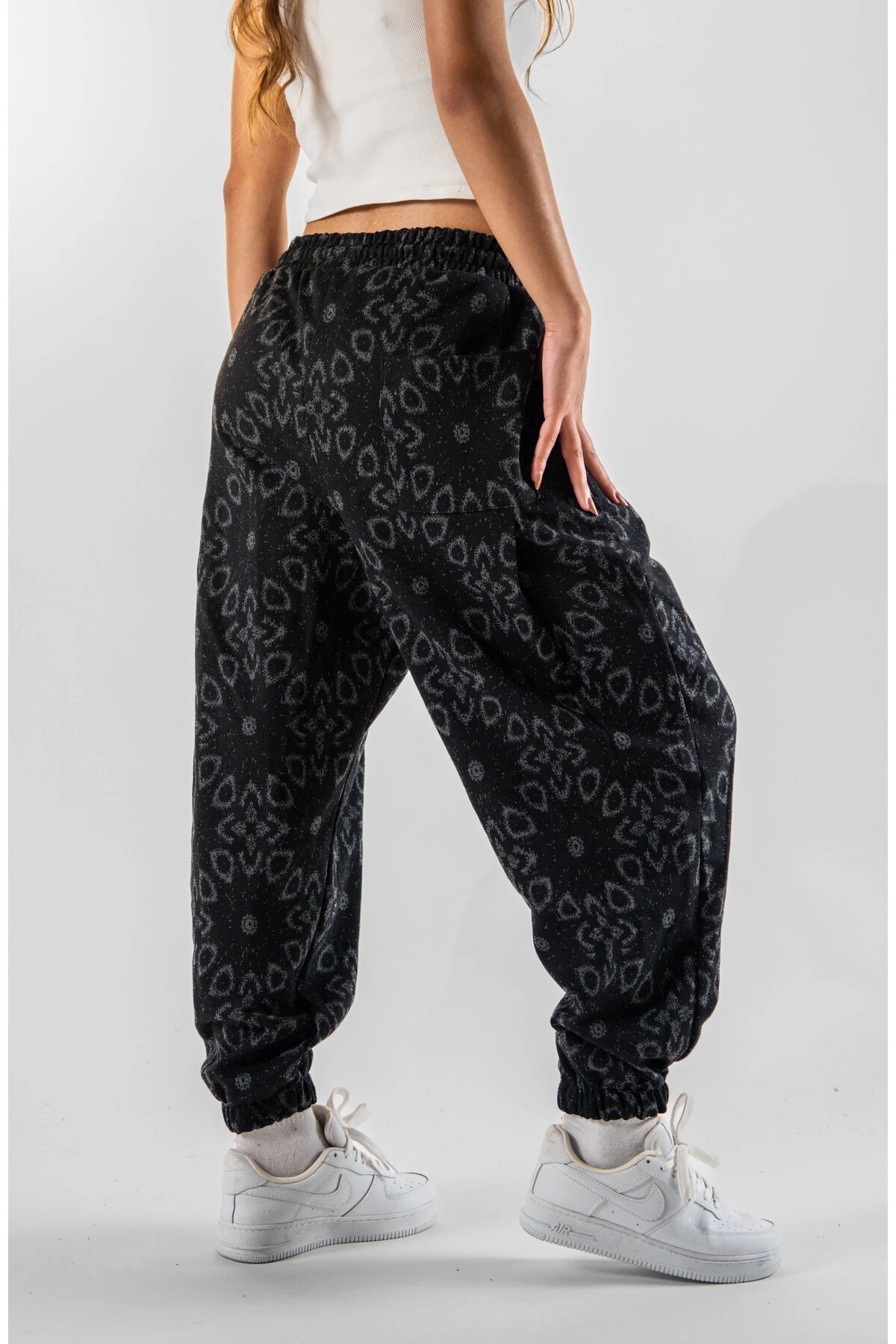 Jogger Jacquard Front and Back Single Pleated Pants - Black - Mexico Superblue