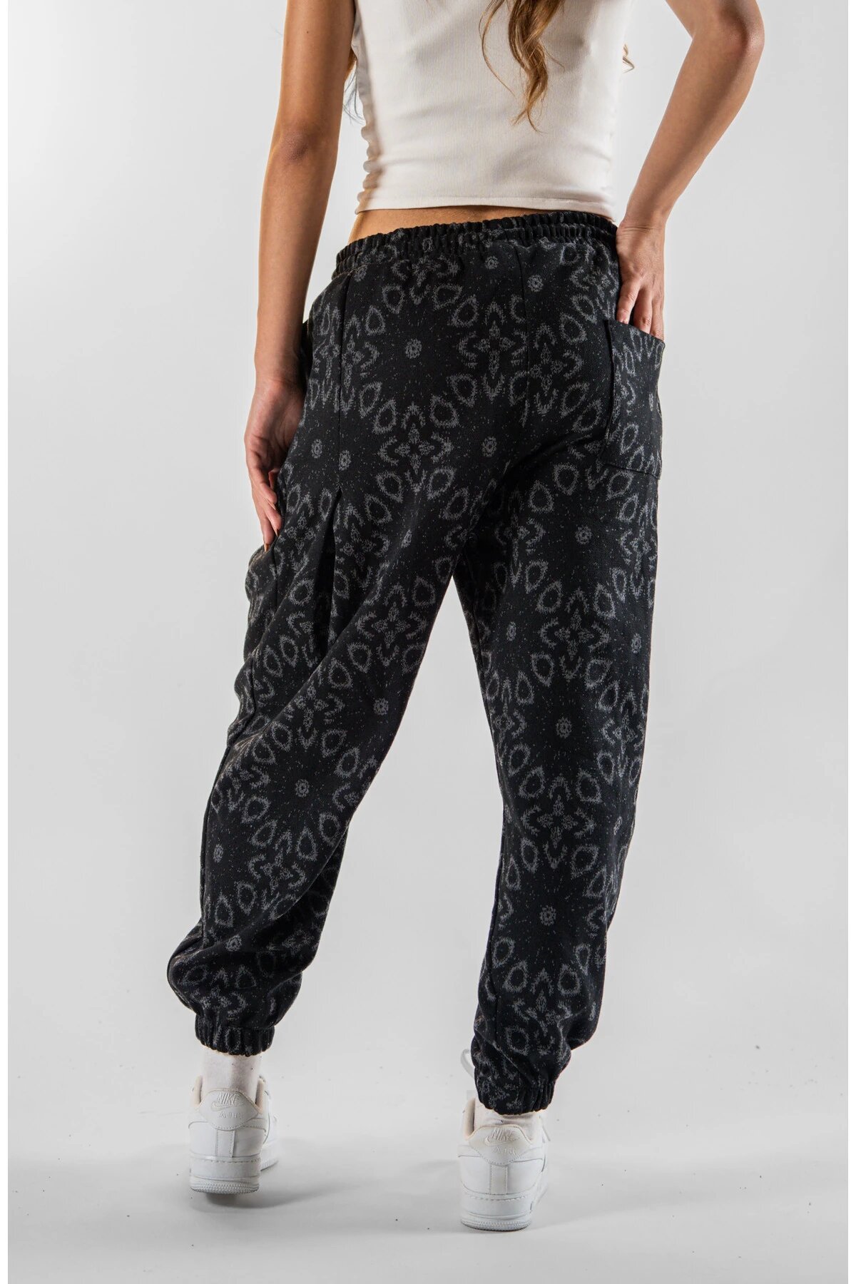Jogger Jacquard Front and Back Single Pleated Pants - Black - Mexico Superblue