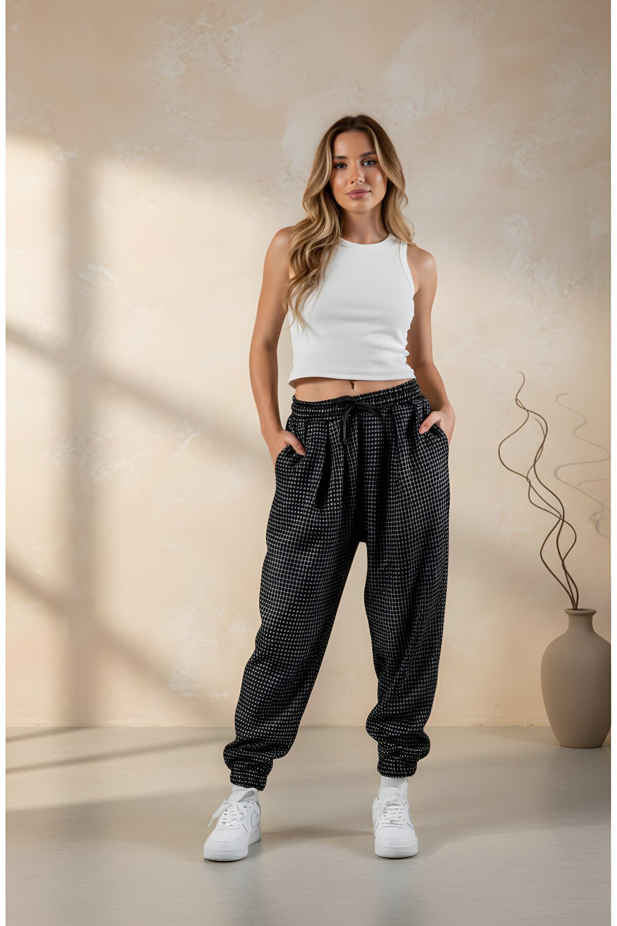 Siyah Jakar Şalvar Pileli Pantolon - Mexico Superblue