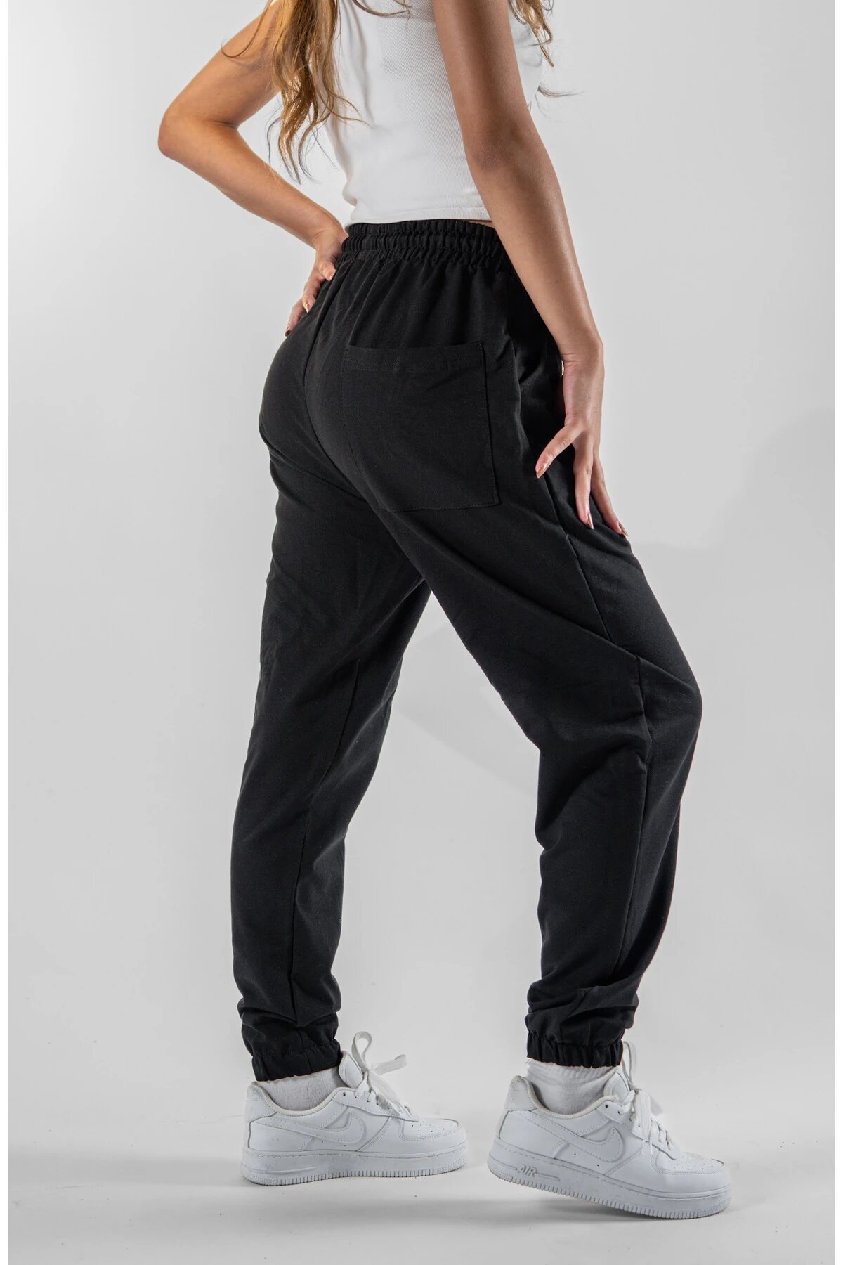 Siyah Jogger Paça Lastikli Pantolon - Mexico Superblue