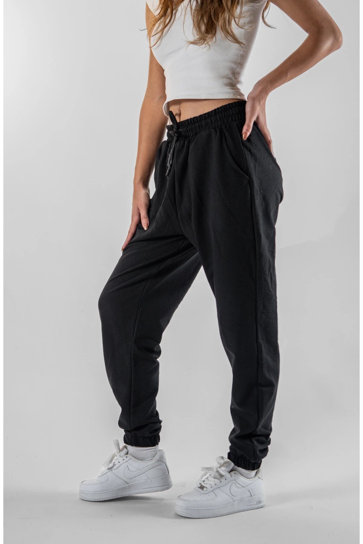 Siyah Jogger Paça Lastikli Pantolon - Mexico Superblue