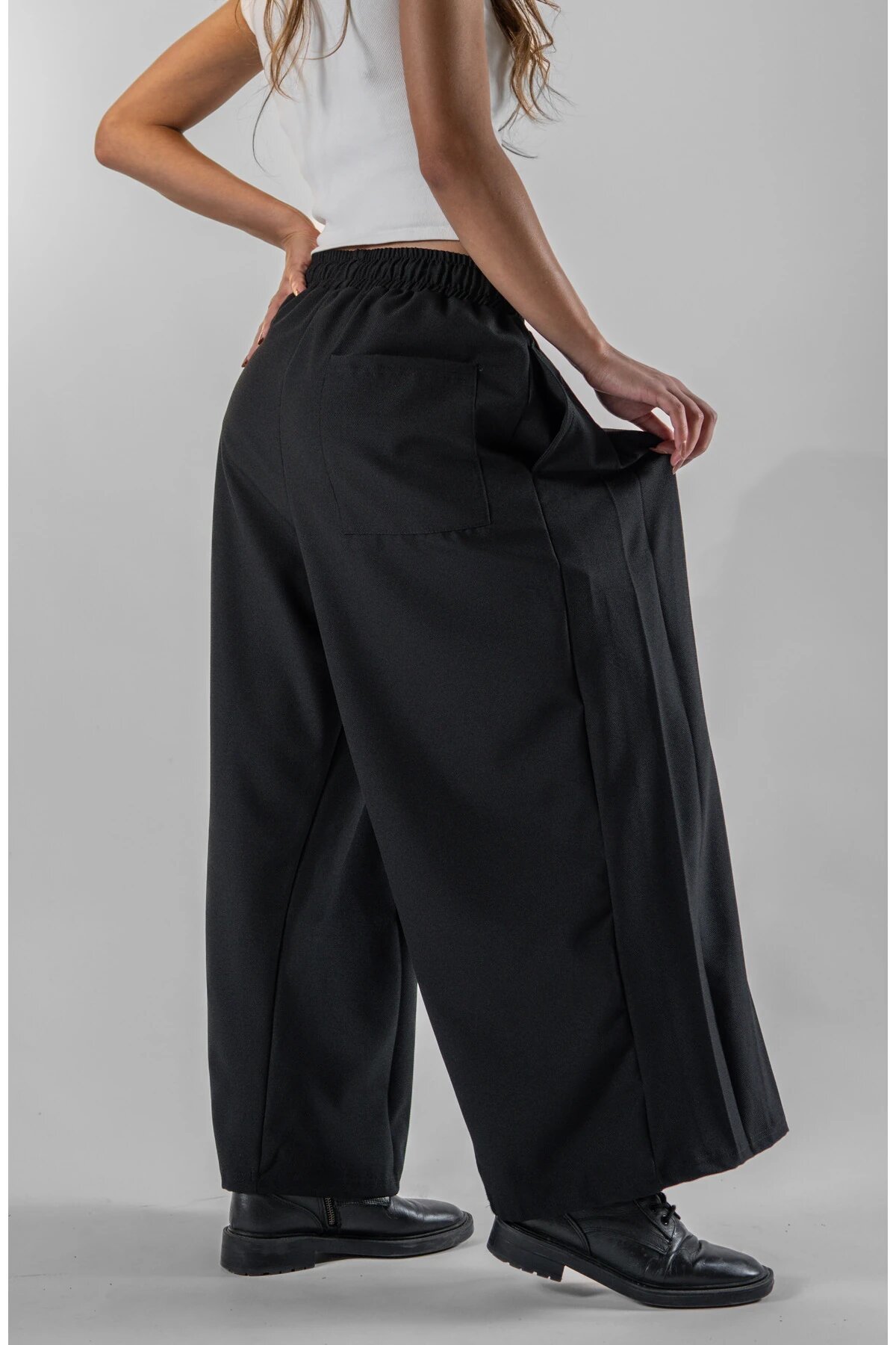 Samurai Design Pleated Modest Pants - Black - Mexico Superblue