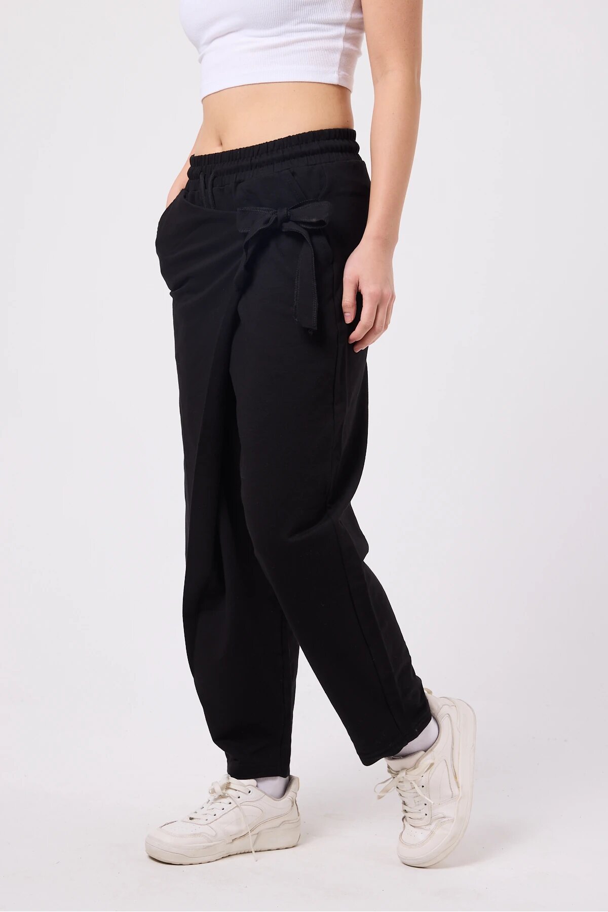 Baggy Street Style Belted Pants - Black - Mexico Superblue