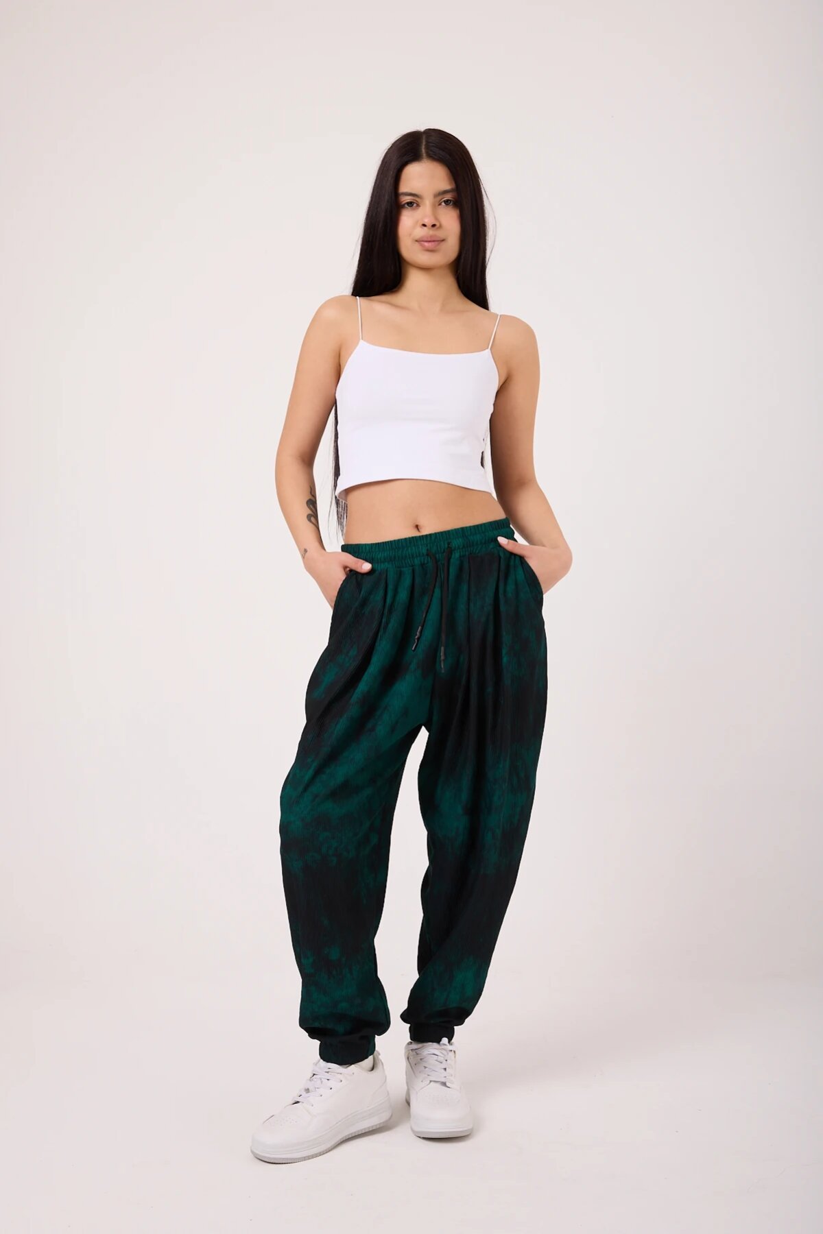 Street Style Sporty Shalwar Pants - Green - Mexico Superblue