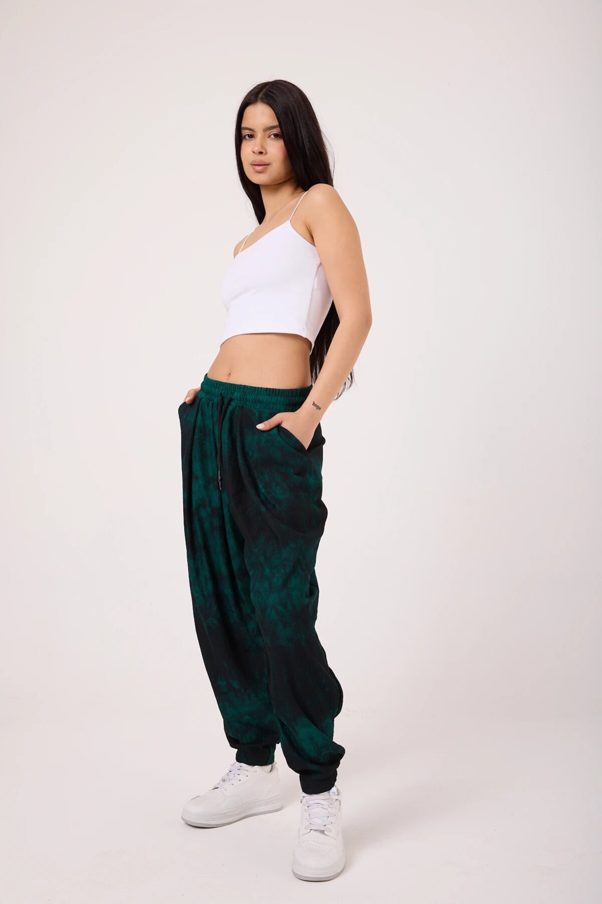 Street Style Sporty Shalwar Pants - Green - Mexico Superblue