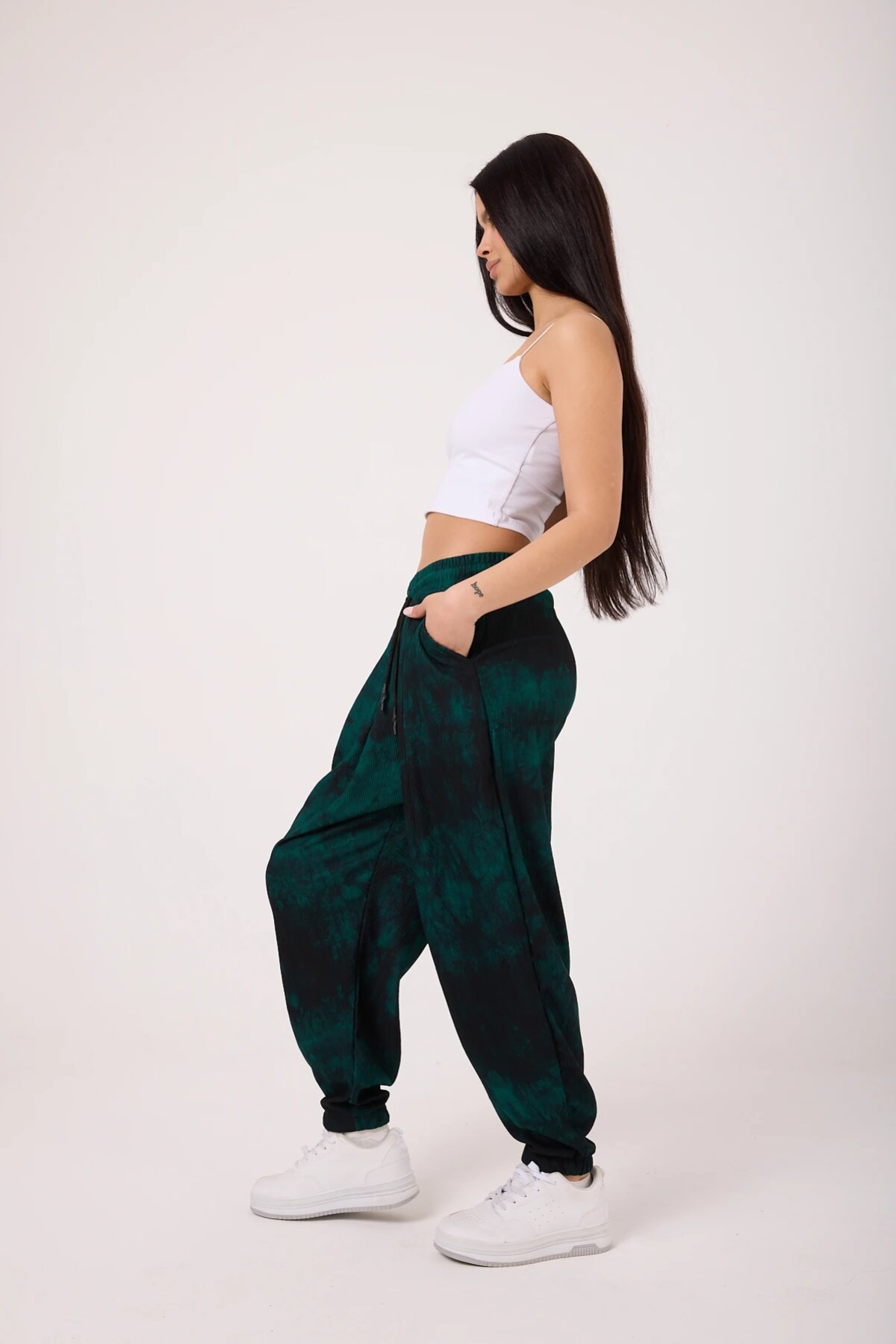 Street Style Sporty Shalwar Pants - Green - Mexico Superblue