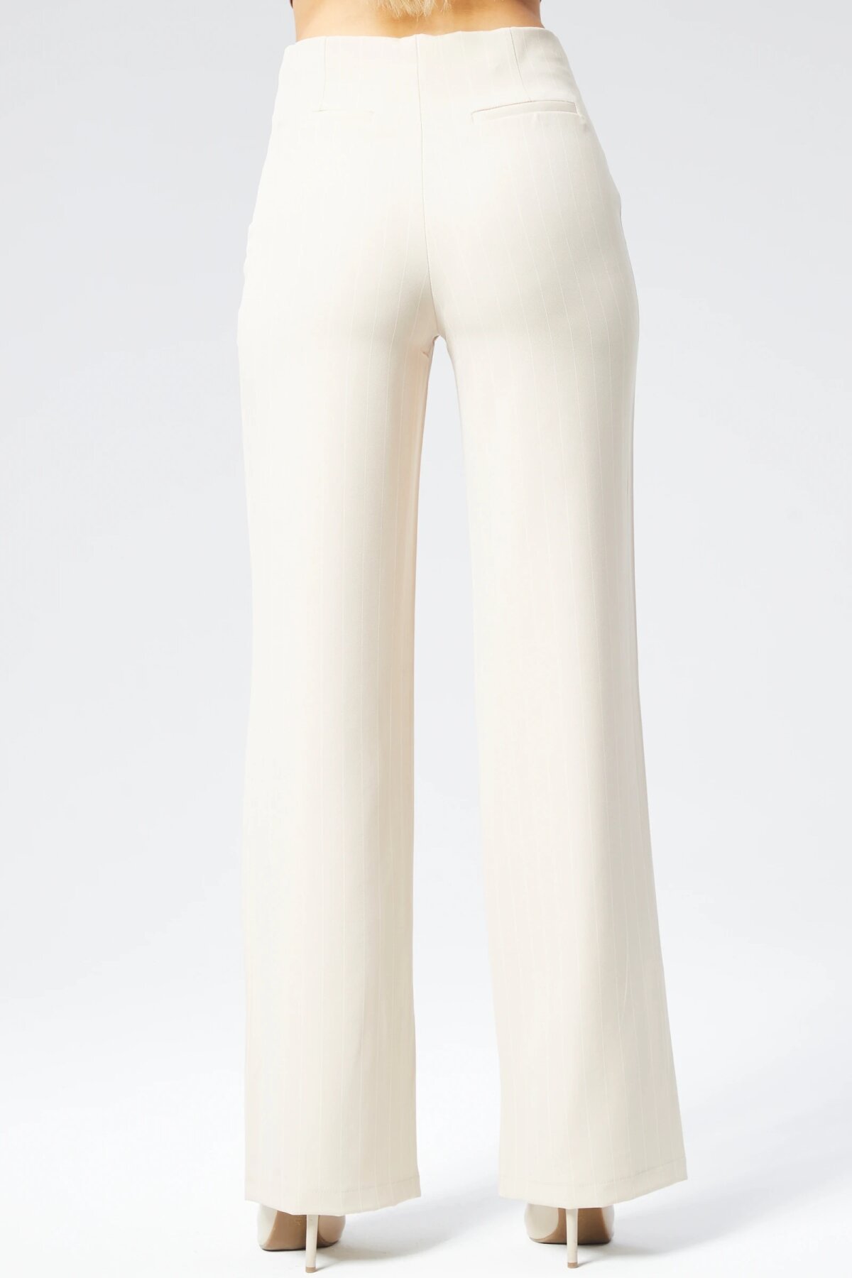 Wide Leg Striped Woven Pants - Beige - Milamia