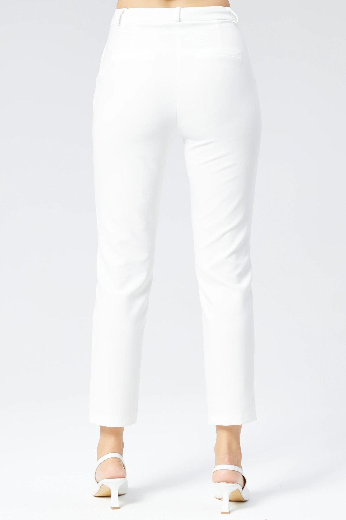 Ankle Length Classic Carrot Fit Pants - Ecru - Milamia
