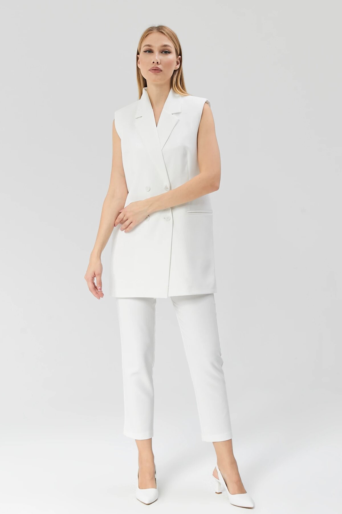 Classic Vintage Buttoned Vest - Ecru - Milamia
