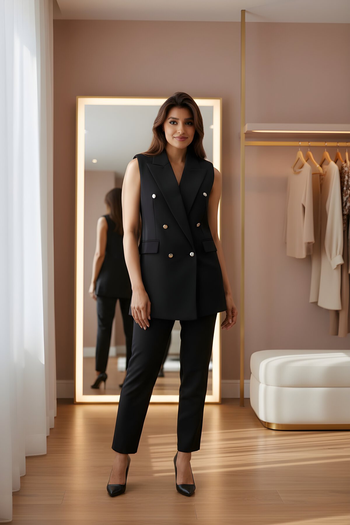 Siyah Klasik Vintage Düğmeli Yelek - Milamia