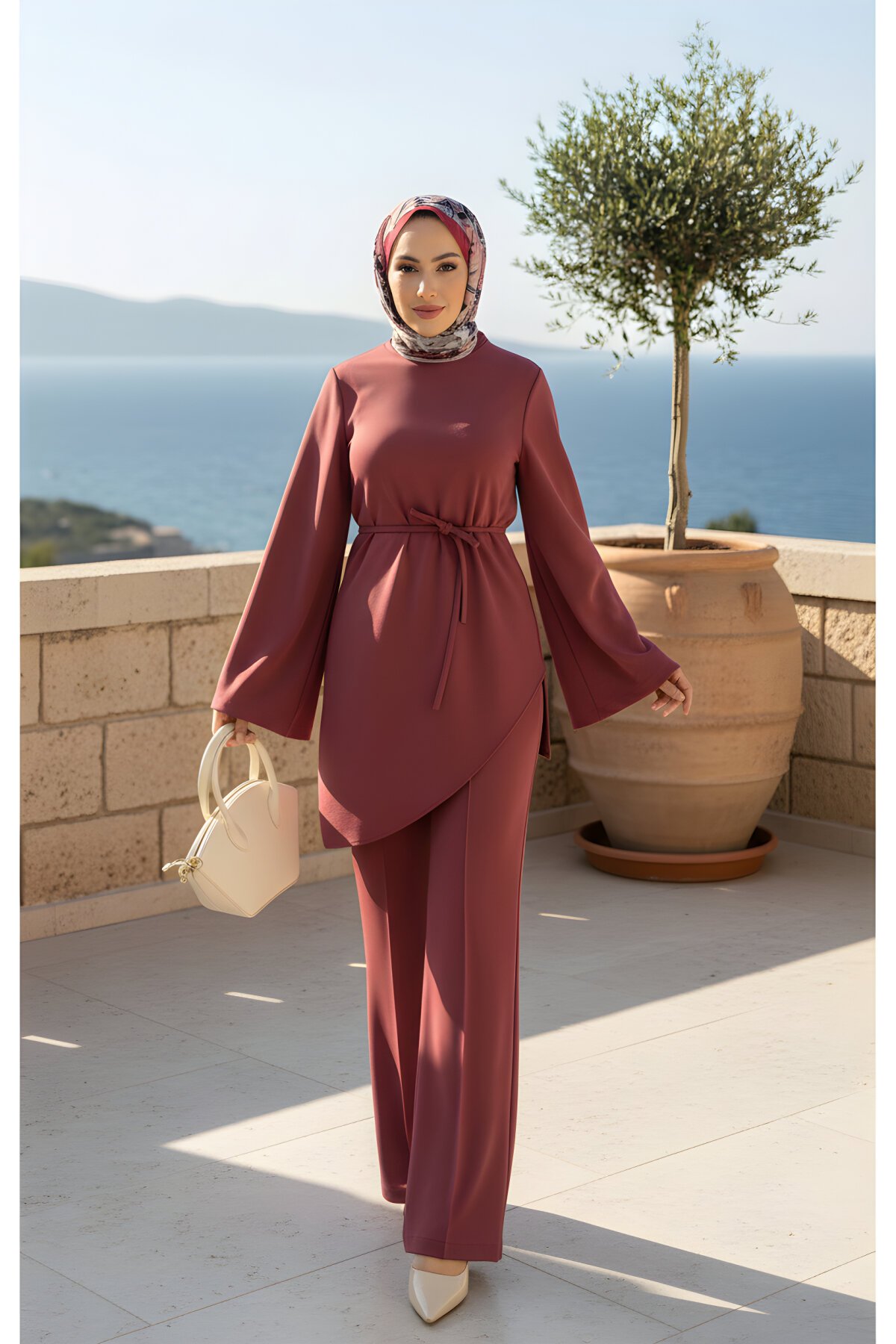 Gülkurusu İspanyol Kol İkili Tesettür Takım - Modadeywearst