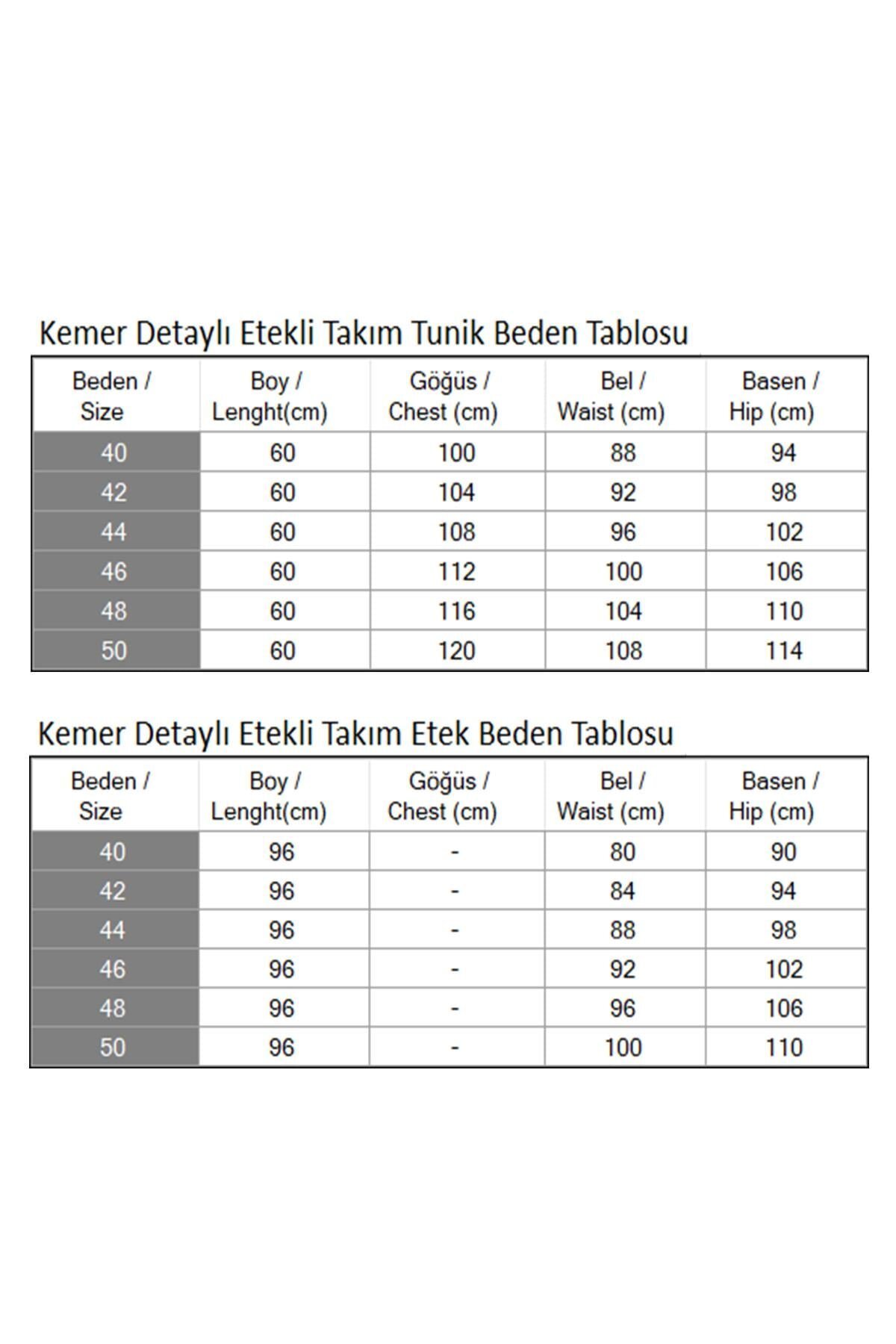 İndigo Etekli Kemer Detaylı İkili Tesettür Takım - Modamihram