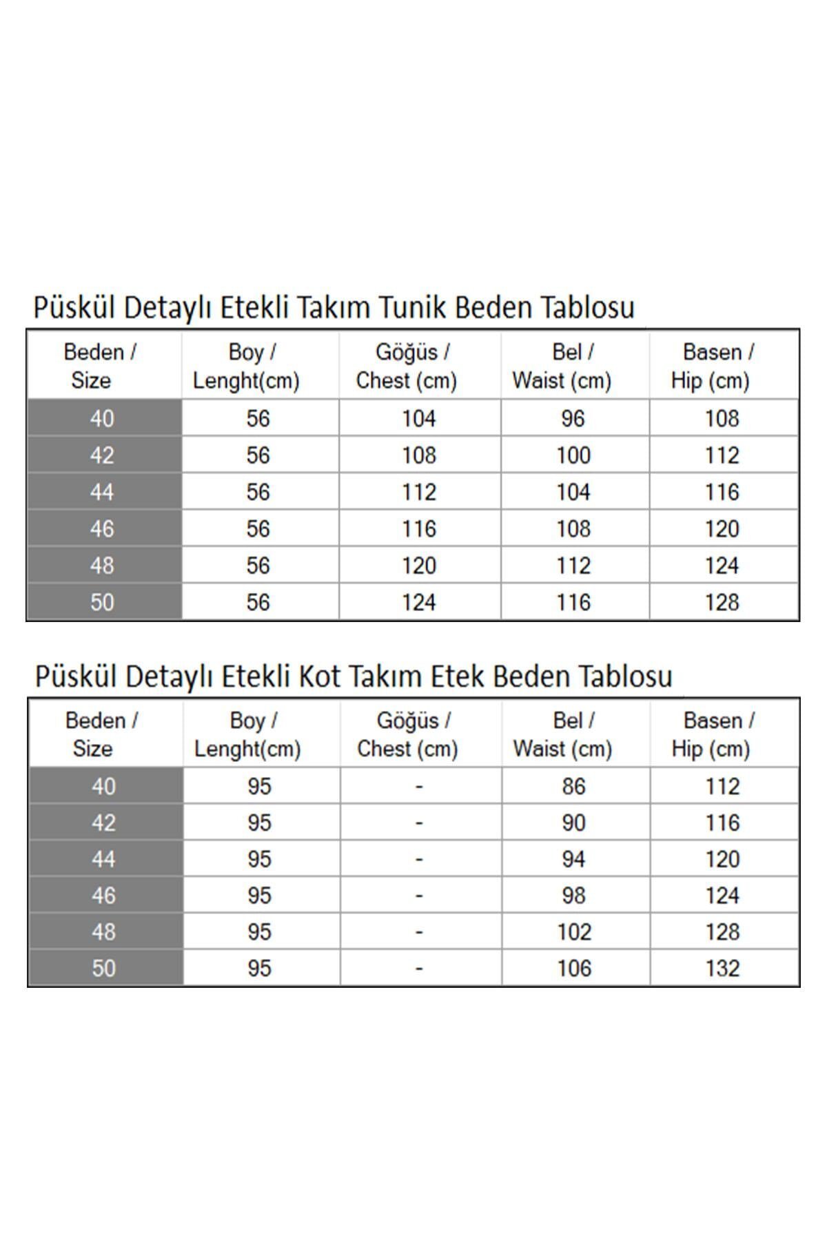Koyu Mavi Püskül Detaylı Kot Etekli İkili Tesettür Takım - Modamihram
