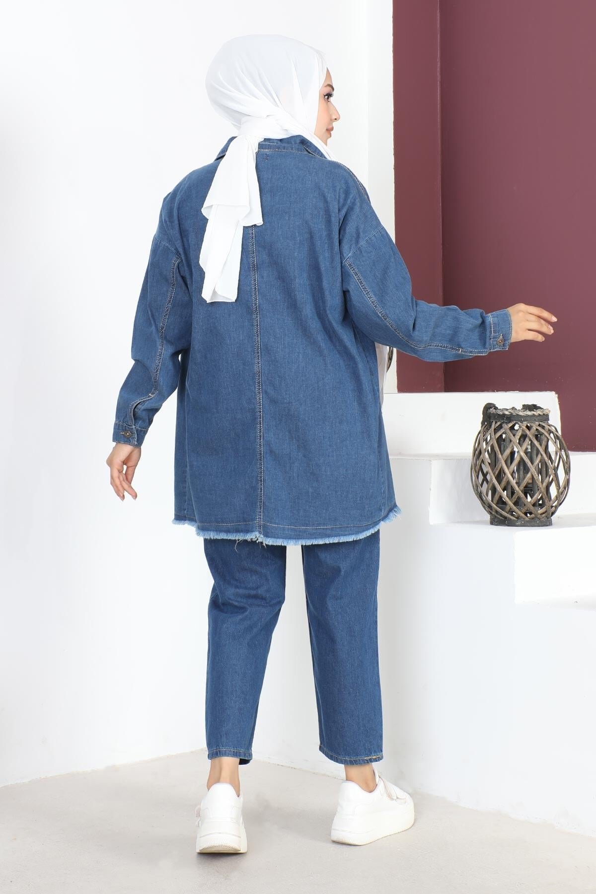 Tassel-Detail Denim Jacket - Blue - Modamihram