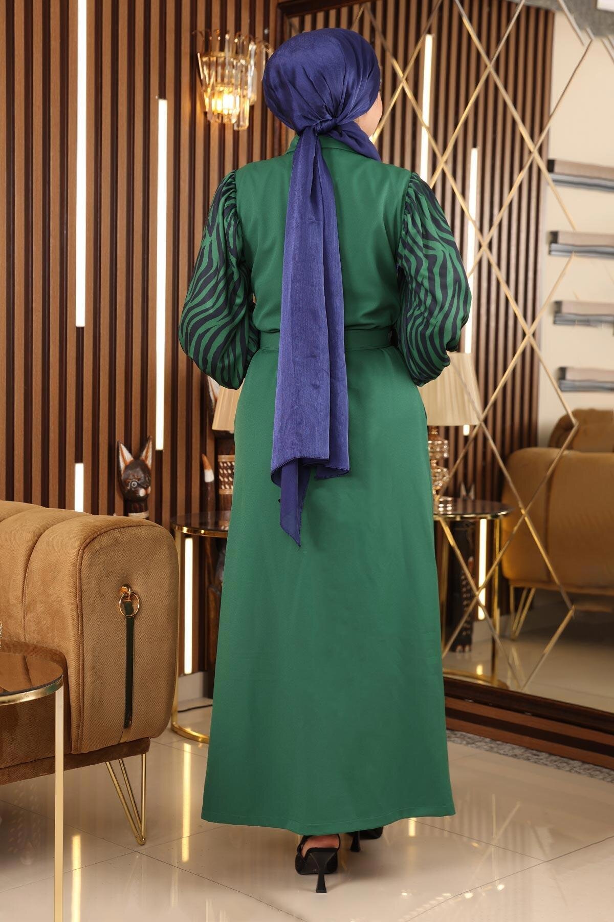 Emerald Pattern Stone-Detailed Abaya - Emerald - Modamihram