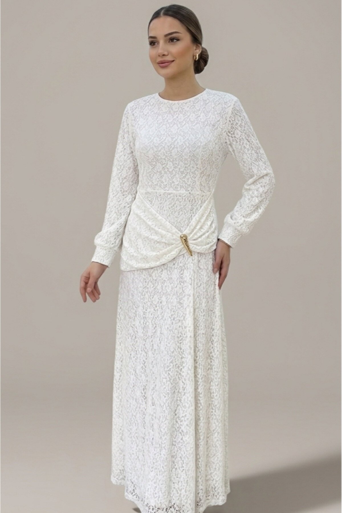 Evening Dress - White - Safgiyim44