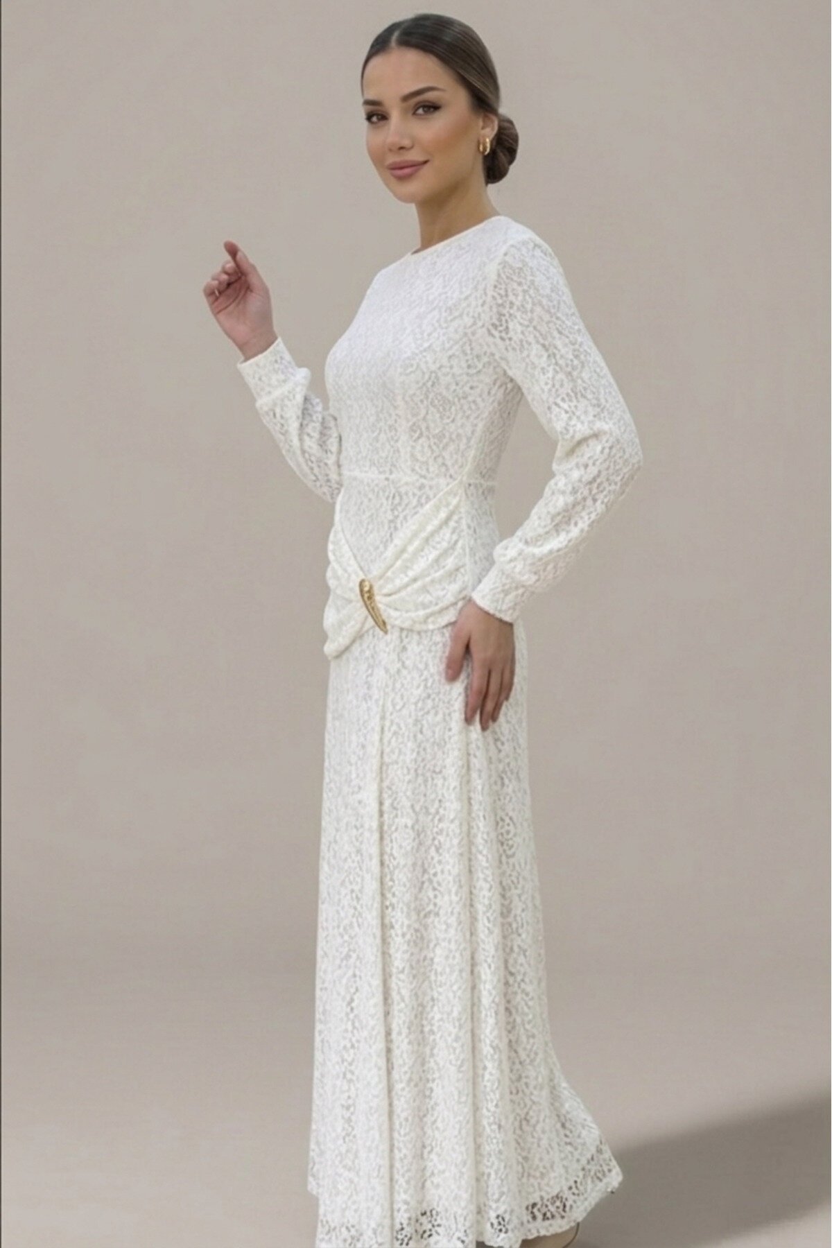Evening Dress - White - Safgiyim44