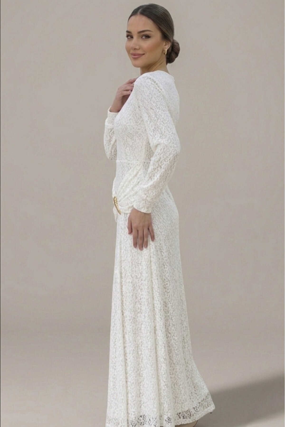 Evening Dress - White - Safgiyim44