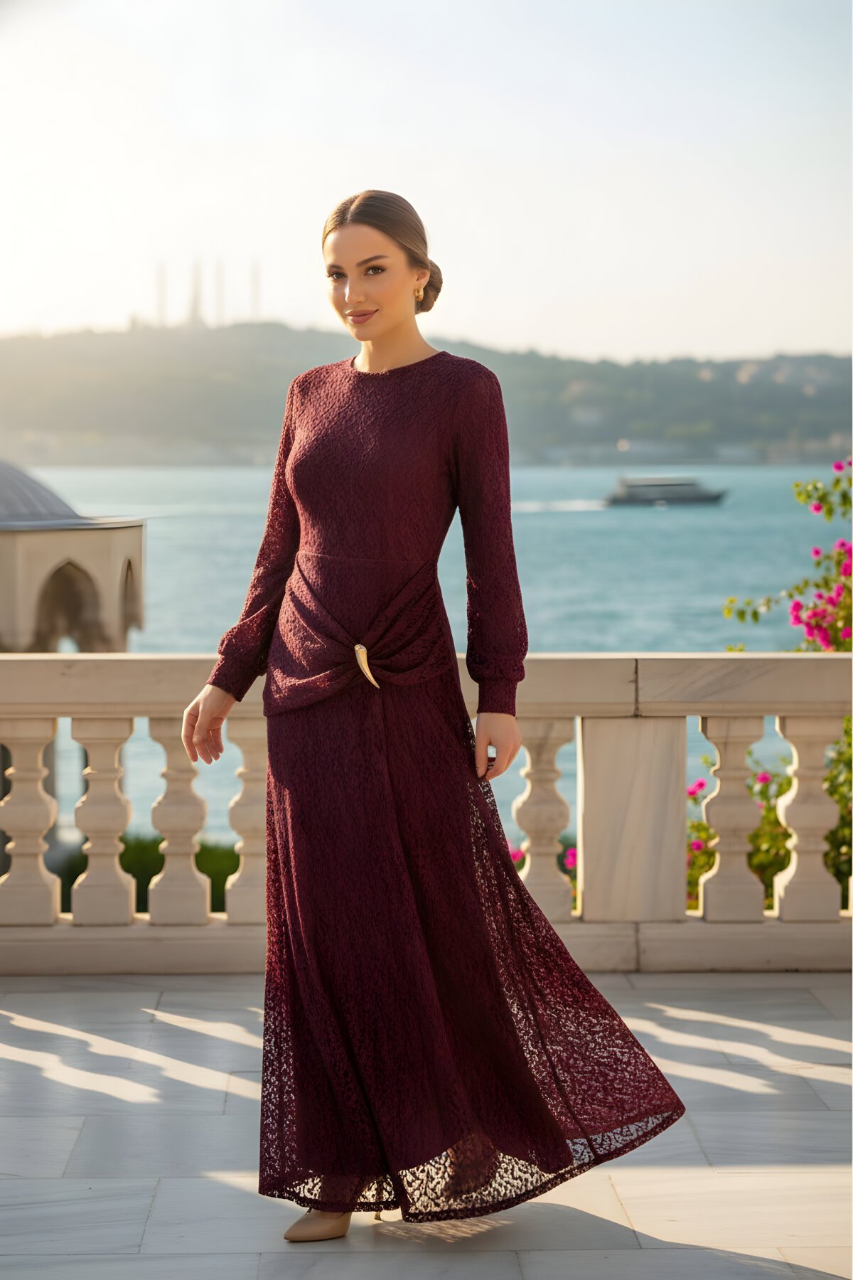 فستان سهرة بوردو - Safgiyim44