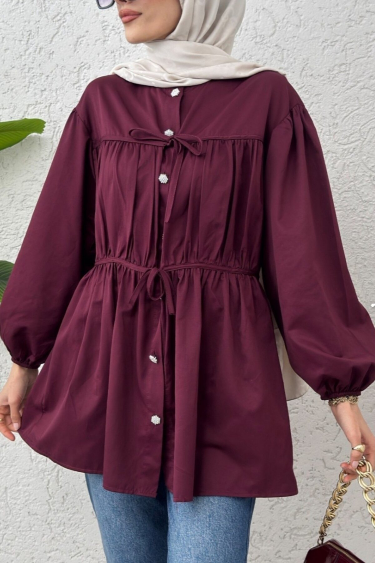 Tunic Shirt - Burgundy - Safgiyim44