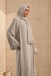 Bej Takım Özel Tasarım Şallı Ferace