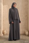 Gri Takım Özel Tasarım Şallı Ferace