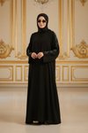 Siyah Özel Tasarım Taşlı Ferace