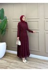 Bordo Eliza Drapeli Elbise