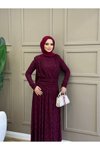 Bordo Eliza Drapeli Elbise