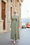 Mint Kruvaze Bağlamalı Elbise
