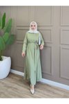 Mint Kruvaze Bağlamalı Elbise