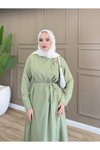 Mint Kruvaze Bağlamalı Elbise