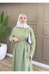 Mint Kruvaze Bağlamalı Elbise