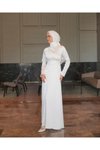 Beyaz Saten İzem Abiye Elbise