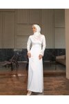 Beyaz Saten İzem Abiye Elbise