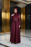 Bordo Adel Mat Saten Mezuniyet Abiye Elbise