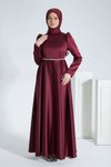 Bordo Adel Mat Saten Mezuniyet Abiye Elbise