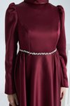 Bordo Adel Mat Saten Mezuniyet Abiye Elbise