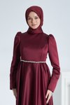 Bordo Adel Mat Saten Mezuniyet Abiye Elbise