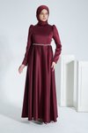 Bordo Adel Mat Saten Mezuniyet Abiye Elbise