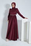 Bordo Adel Mat Saten Mezuniyet Abiye Elbise