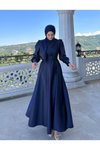 Lacivert Saten Mezuniyet Abiye Elbise