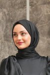 Siyah Janjan Şifon Saten Abiye Şal