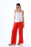 Kırmızı Italyan Astarlı Korsajlı İpek Wes Pantolon