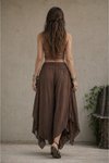 Açık Kahve Asimetrik Kapaklı İpek Şalvar Pantolon